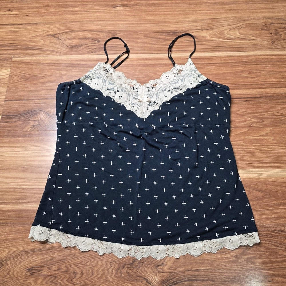 Y2k Apt. 9 Lace Cami Camisole Womens Medium Blue Modal Spaghetti Strap‎ Tank Top